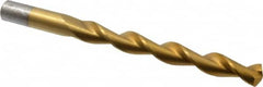 Chicago-Latrobe - 7/16" 135° High Speed Steel Jobber Drill - TiN Finish, Right Hand Cut, Parabolic Flute, Straight Shank, 5-1/2" OAL, Split Point - Benchmark Tooling
