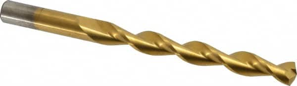 Chicago-Latrobe - Letter Z 135° High Speed Steel Jobber Drill - TiN Finish, Right Hand Cut, Parabolic Flute, Straight Shank, 5-1/4" OAL, Split Point - Benchmark Tooling