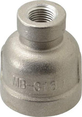 Merit Brass - 1/2 x 1/8" Grade 316 Stainless Steel Pipe Reducer Coupling - FNPT x FNPT End Connections, 150 psi - Benchmark Tooling