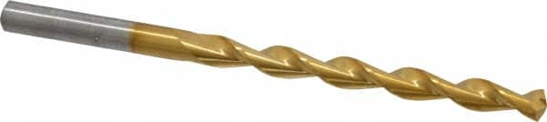 Chicago-Latrobe - #1 135° High Speed Steel Jobber Drill - TiN Finish, Right Hand Cut, Parabolic Flute, Straight Shank, 3-7/8" OAL, Split Point - Benchmark Tooling