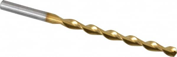 Chicago-Latrobe - #7 135° High Speed Steel Jobber Drill - TiN Finish, Right Hand Cut, Parabolic Flute, Straight Shank, 3-5/8" OAL, Split Point - Benchmark Tooling