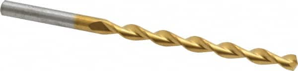 Chicago-Latrobe - #10 135° High Speed Steel Jobber Drill - TiN Finish, Right Hand Cut, Parabolic Flute, Straight Shank, 3-5/8" OAL, Split Point - Benchmark Tooling