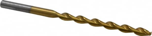 Chicago-Latrobe - #16 135° High Speed Steel Jobber Drill - TiN Finish, Right Hand Cut, Parabolic Flute, Straight Shank, 3-3/8" OAL, Split Point - Benchmark Tooling