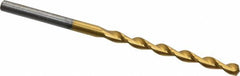 Chicago-Latrobe - #30 135° High Speed Steel Jobber Drill - TiN Finish, Right Hand Cut, Parabolic Flute, Straight Shank, 2-3/4" OAL, Split Point - Benchmark Tooling