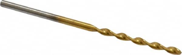 Chicago-Latrobe - #47 135° High Speed Steel Jobber Drill - TiN Finish, Right Hand Cut, Parabolic Flute, Straight Shank, 2" OAL, Split Point - Benchmark Tooling