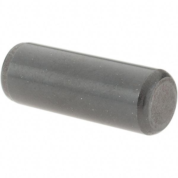 Value Collection - 3/8" Diam x 1" Pin Length Grade 8 Alloy Steel Standard Dowel Pin - Bright Finish, C 47-58 & C 60 (Surface) Hardness, 16,550 Lb (Single Shear), 33,100 Lb (Double Shear) Breaking Strength, 1 Beveled & 1 Rounded End - Benchmark Tooling