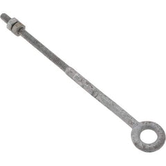 Value Collection - 500 Lb Capacity, Steel, 1/4-20 Thread, Fixed Lifting Eye Bolt - Partially Threaded, 7" Shank, No Shoulder - Benchmark Tooling