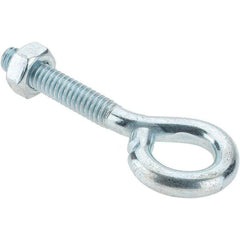 Value Collection - 1/4-20, Zinc-Plated Finish, Steel Wire Turned Eye Bolt - 1-1/4" Thread Length, 1/2" ID, 1-1/2" Shank Length - Benchmark Tooling