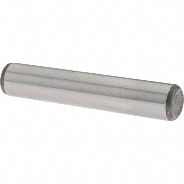 Value Collection - 3/8" Diam x 2" Pin Length Grade 8 Alloy Steel Standard Dowel Pin - C 50-58 Hardness, 28,700 Lb Breaking Strength, 1 Beveled & 1 Rounded End - Benchmark Tooling