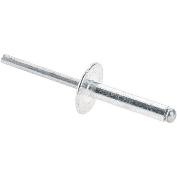 Value Collection - Size 612 Large Flange Dome Head Aluminum Open End Blind Rivet - Aluminum Mandrel, 0.626" to 3/4" Grip, 5/8" Head Diam, 0.192" to 0.196" Hole Diam, 0.95" Length Under Head, 3/16" Body Diam - Benchmark Tooling