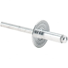 Value Collection - Size 66 Large Flange Dome Head Aluminum Open End Blind Rivet - Aluminum Mandrel, 0.251" to 3/8" Grip, 5/8" Head Diam, 0.192" to 0.196" Hole Diam, 0.575" Length Under Head, 3/16" Body Diam - Benchmark Tooling