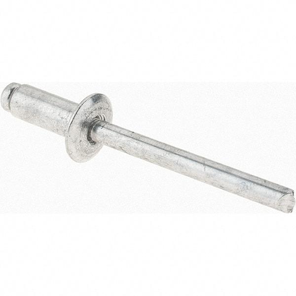 Value Collection - Size 64 Dome Head Aluminum Open End Blind Rivet - Aluminum Mandrel, 0.188" to 1/4" Grip, 3/8" Head Diam, 0.192" to 0.198" Hole Diam, 0.45" Length Under Head, 3/16" Body Diam - Benchmark Tooling