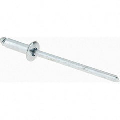 Value Collection - Size 44 Dome Head Steel Open End Blind Rivet - Steel Mandrel, 0.188" to 1/4" Grip, 1/4" Head Diam, 0.129" to 0.133" Hole Diam, 0.4" Length Under Head, 1/8" Body Diam - Benchmark Tooling