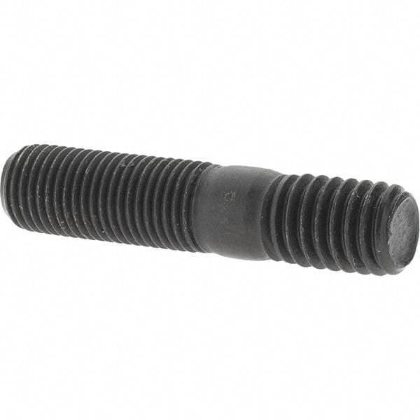 Value Collection - 3/8-24 Long Thread, 3/8-16 Short Thread, 1-3/4" OAL Unequal Double Threaded Stud - Steel, Uncoated, 1" Long Thread Length, 9/16" Short Thread Length - Benchmark Tooling