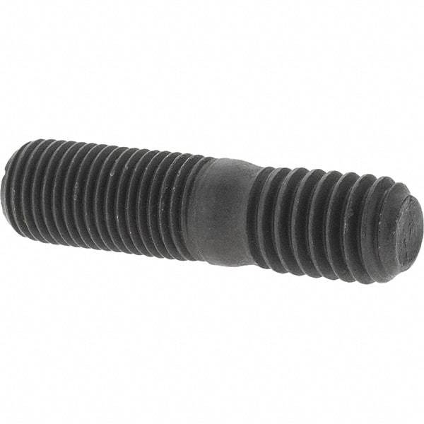 Value Collection - 3/8-24 Long Thread, 3/8-16 Short Thread, 1-1/2" OAL Unequal Double Threaded Stud - Steel, Uncoated, 3/4" Long Thread Length, 1/2" Short Thread Length - Benchmark Tooling