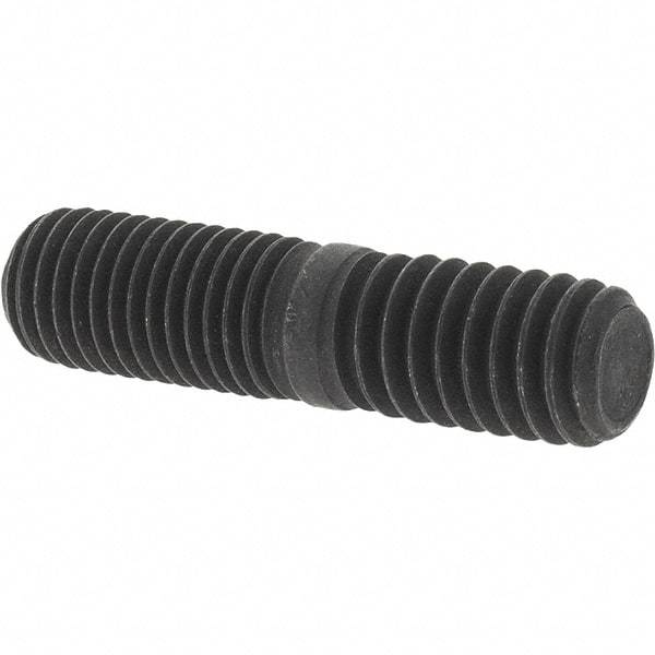 Value Collection - 5/16-24 Long Thread, 5/16-18 Short Thread, 1-1/4" OAL Unequal Double Threaded Stud - Steel, Uncoated, 5/8" Long Thread Length, 1/2" Short Thread Length - Benchmark Tooling