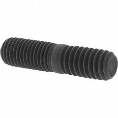 Value Collection - 5/16-24 Long Thread, 5/16-18 Short Thread, 1-1/4" OAL Unequal Double Threaded Stud - Steel, Uncoated, 5/8" Long Thread Length, 1/2" Short Thread Length - Benchmark Tooling