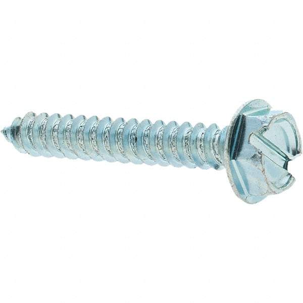 Value Collection - #10 Hex Washer Head Slotted Sheet Metal Screw - Steel, 1-1/4" Length Under Head, Grade 2 - Benchmark Tooling