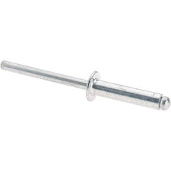 Value Collection - Size 610 Dome Head Aluminum Open End Blind Rivet - Aluminum Mandrel, 0.501" to 5/8" Grip, 3/8" Head Diam, 0.192" to 0.198" Hole Diam, 0.825" Length Under Head, 3/16" Body Diam - Benchmark Tooling