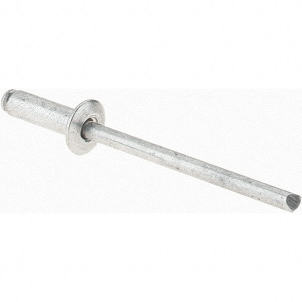 Value Collection - Size 44 Dome Head Aluminum Open End Blind Rivet - Aluminum Mandrel, 0.188" to 1/4" Grip, 1/4" Head Diam, 0.129" to 0.133" Hole Diam, 0.4" Length Under Head, 1/8" Body Diam - Benchmark Tooling