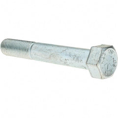 Value Collection - 7/8-9 UNC, 6" Length Under Head Hex Head Cap Screw - Partially Threaded, Grade 8 Alloy Steel, Zinc-Plated Finish, 1-5/16" Hex - Benchmark Tooling