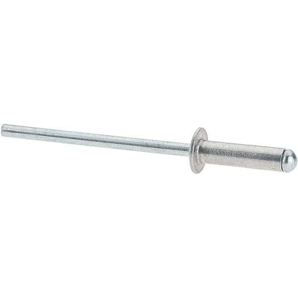 Value Collection - Size 45 Dome Head Aluminum Open End Blind Rivet - Steel Mandrel, 0.251" to 0.312" Grip, 1/4" Head Diam, 0.129" to 0.133" Hole Diam, 0.462" Length Under Head, 1/8" Body Diam - Benchmark Tooling