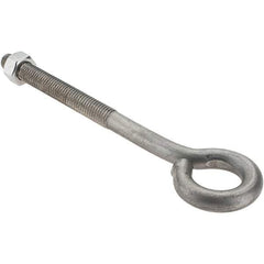 Value Collection - 1/2-13, Stainless Steel Wire Turned Open Eye Bolt - 4" Thread Length, 1" ID, 6" Shank Length - Benchmark Tooling