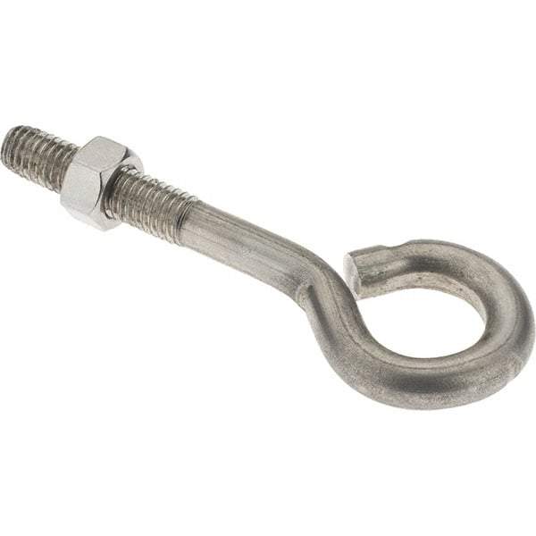 Value Collection - 3/8-16, Stainless Steel Wire Turned Open Eye Bolt - 1-1/2" Thread Length, 3/4" ID, 2-1/2" Shank Length - Benchmark Tooling