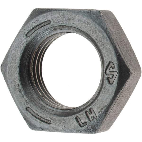 Value Collection - 3/8-24 UNF Steel Left Hand Hex Jam Nut - 9/16" Across Flats, 0.2188" High, Zinc Clear Finish - Benchmark Tooling