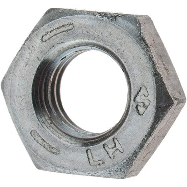 Value Collection - 1/4-28 UNF Steel Left Hand Hex Jam Nut - 7/16" Across Flats, 0.1562" High, Zinc Clear Finish - Benchmark Tooling