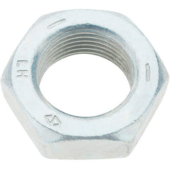 Made in USA - 1-14 UNF Steel Left Hand Hex Jam Nut - 1-1/2" Across Flats, 0.5469" High, Zinc Clear Finish - Benchmark Tooling