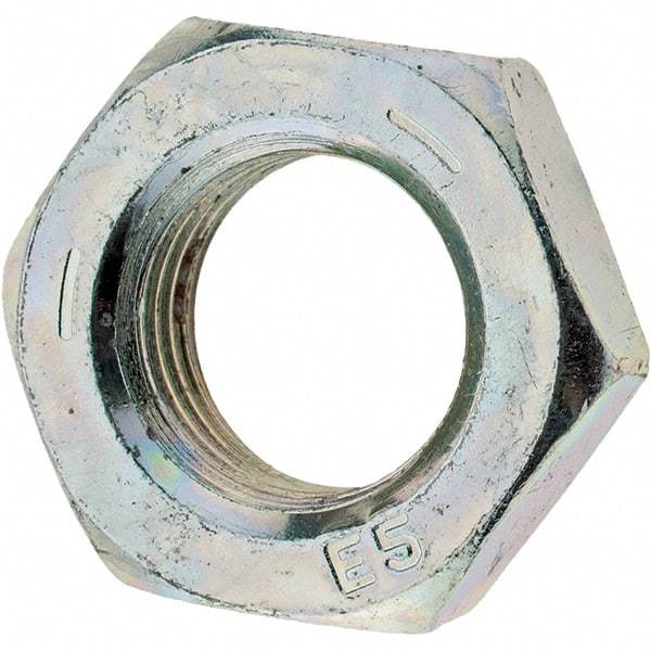 Value Collection - 9/16-18 UNF Steel Left Hand Hex Jam Nut - 7/8" Across Flats, 5/16" High, Zinc Clear Finish - Benchmark Tooling