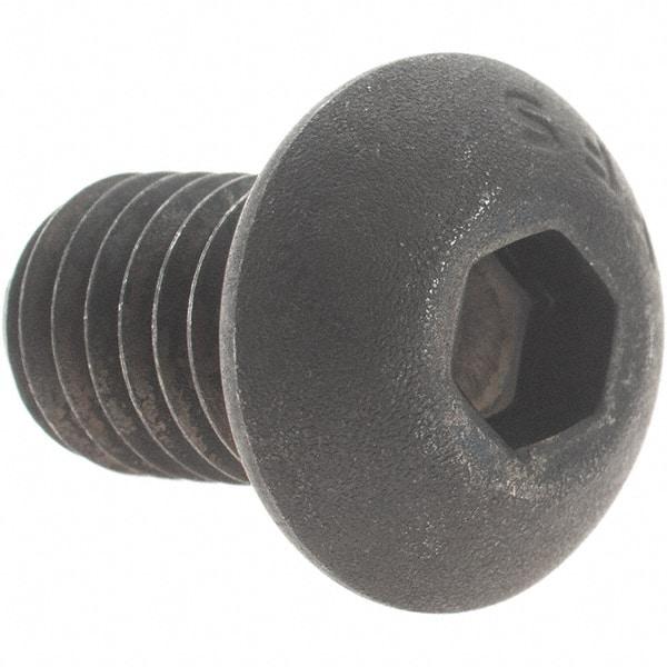 Value Collection - 3/8-16 UNC Hex Socket Drive, Button Screw - Alloy Steel, Black Oxide Finish, Fully Threaded, 5/8" Length Under Head - Benchmark Tooling