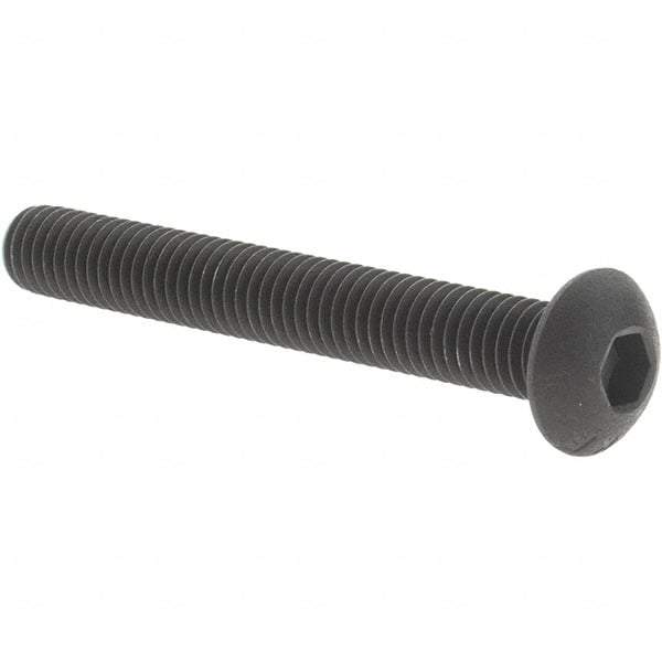 Value Collection - #10-32 UNF Hex Socket Drive, Button Screw - Alloy Steel, Black Oxide Finish, Fully Threaded, 1-1/2" Length Under Head - Benchmark Tooling