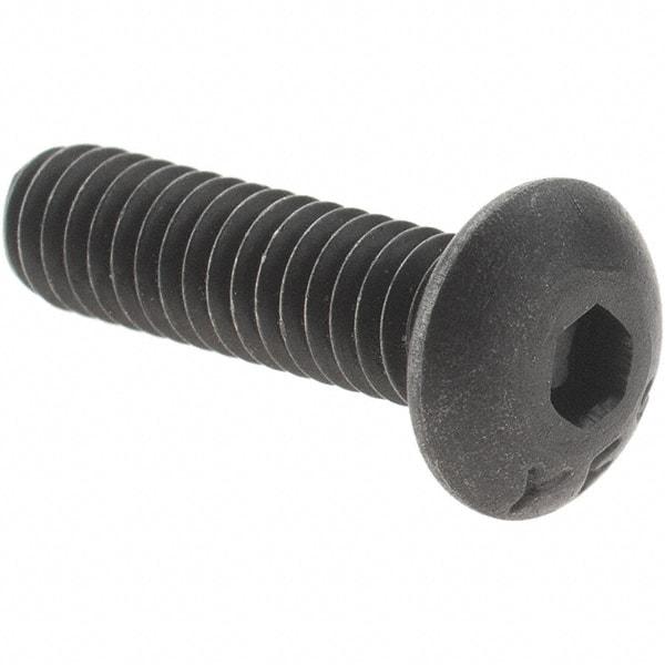 Value Collection - #8-32 UNC Hex Socket Drive, Button Screw - Alloy Steel, Black Oxide Finish, Fully Threaded, 5/8" Length Under Head - Benchmark Tooling