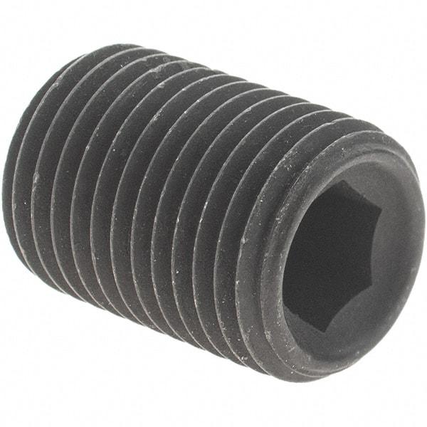 Value Collection - 1/2-20 UNF, 3/4" Long, Knurled Cup Point Set Screw - Grade 8 Alloy Steel, 1/4" Key - Benchmark Tooling