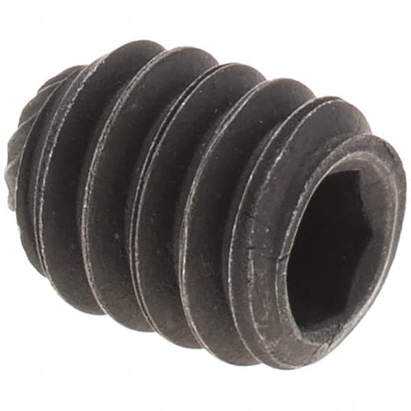 Value Collection - 1/4-20 UNC, 5/16" OAL, Knurled Cup Point Set Screw - Grade 8 Alloy Steel, 1/8" Key - Benchmark Tooling