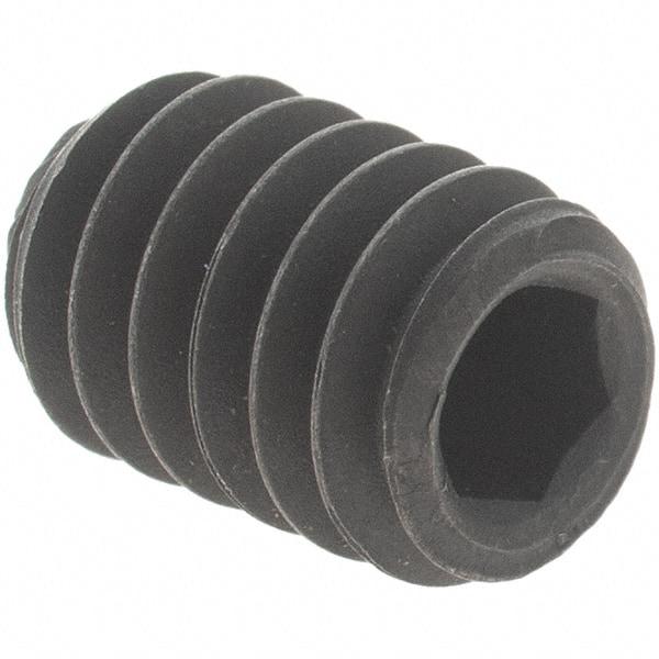 Value Collection - 1/4-20 UNC, 3/8" OAL, Knurled Cup Point Set Screw - Grade 8 Alloy Steel, 1/8" Key - Benchmark Tooling