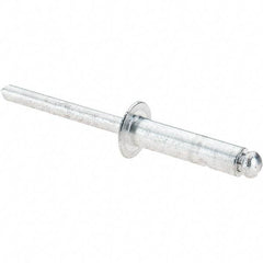 Value Collection - Size 812 Dome Head Aluminum Open End Blind Rivet - Aluminum Mandrel, 0.626" to 3/4" Grip, 1/2" Head Diam, 0.257" to 0.261" Hole Diam, 1" Length Under Head, 1/4" Body Diam - Benchmark Tooling