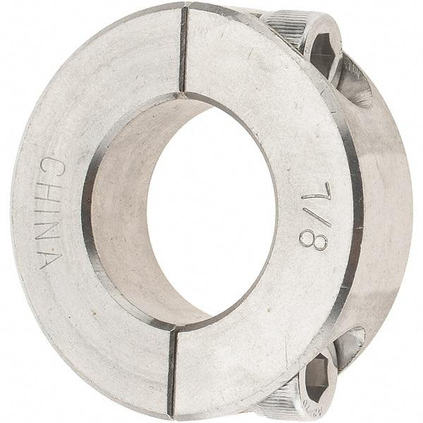 Value Collection - 7/8" Bore, Stainless Steel, Two Piece Shaft Collar - 1-5/8" Outside Diam, 1/2" Wide - Benchmark Tooling