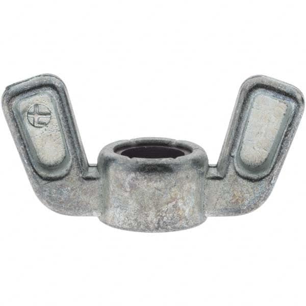 Value Collection - 3/8-16 UNC, Zinc Plated, Zinc Alloy Nylon-Insert Locking Wing Nut - Grade 2, 1-1/2" Wing Span, 0.718" Wing Span - Benchmark Tooling