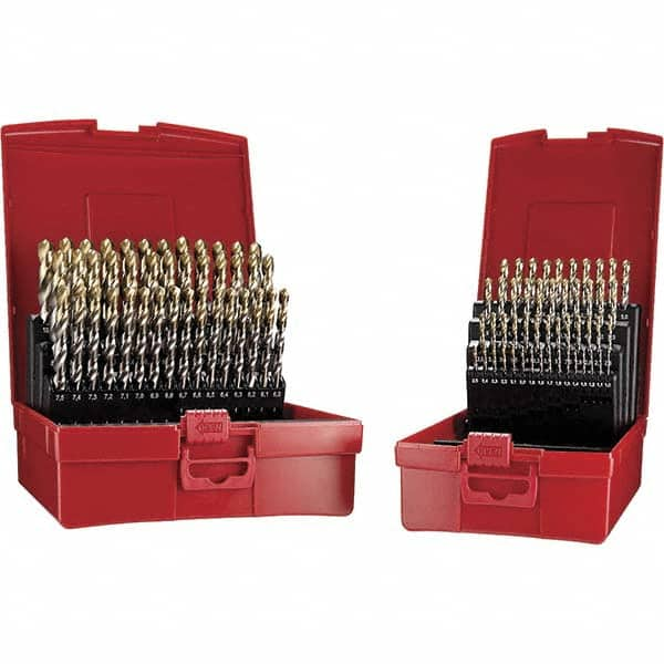 DORMER - 1 to 10mm, 118° Point, TiN Finish, High Speed Steel Jobber Length Drill Bit Set - Benchmark Tooling