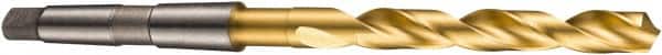 DORMER - 35mm, 4MT 118° Point High Speed Steel Taper Shank Drill Bit - TiN Finish, 190mm Flute Length, 339mm OAL, Spiral Flute, Series A530 - Benchmark Tooling