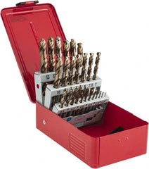 DORMER - 1 to 13mm, 135° Point, Bronze Finish, Cobalt Jobber Length Drill Bit Set - Benchmark Tooling