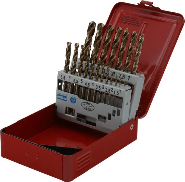 DORMER - 1 to 10mm, 135° Point, Bronze Finish, Cobalt Jobber Length Drill Bit Set - Benchmark Tooling