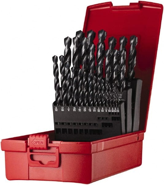 DORMER - 1/16 to 1/2", 118° Point, Oxide Finish, High Speed Steel Jobber Length Drill Bit Set - Benchmark Tooling