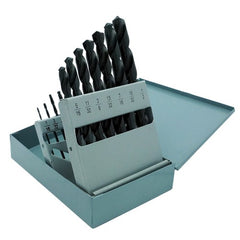 ‎1/16-1/2 RHS / RHC HSS 118 Degree Radial Point General Purpose Jobber Length Drill Set - Steam Oxide - Exact Industrial Supply