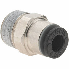 Parker - 5/32" Outside Diam, 1/8 BSPT, Nickel Plated Brass Push-to-Connect Tube Male Connector - 290 Max psi - Benchmark Tooling