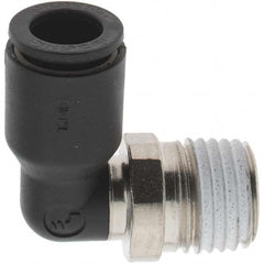 Parker - 5/16" Outside Diam, 1/4 NPT, Nylon Push-to-Connect Tube Male Elbow - 290 Max psi - Benchmark Tooling