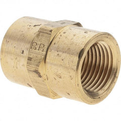 Parker - 1/2 Female Thread, Brass Industrial Pipe Coupling - FNPTF, 1,000 psi - Benchmark Tooling